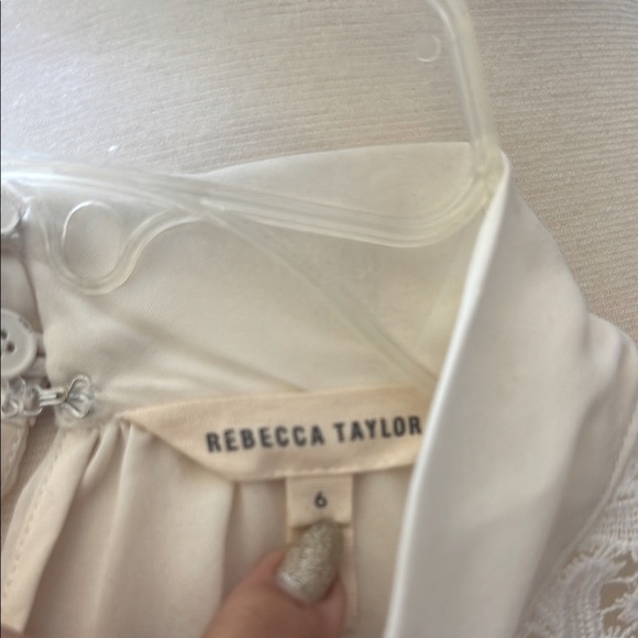 Beautiful Rebecca Taylor Silk Cream Lace Mandarin Collar Blouse EUC - Picture 4 of 9